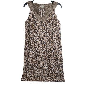 Madison silk blend animal leopard print casual sleeveless dress 8